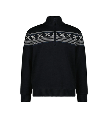 Hálfrennd Vindheld Ullarpeysa BlkBlu