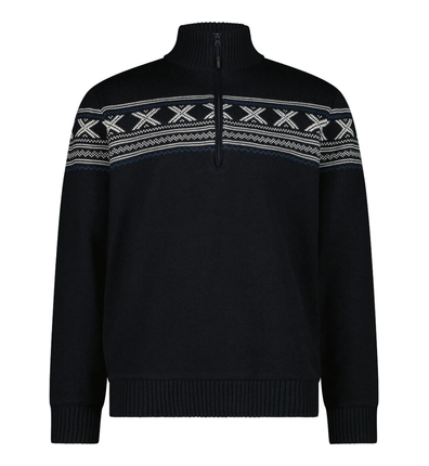 Hálfrennd Vindheld Ullarpeysa BlkBlu